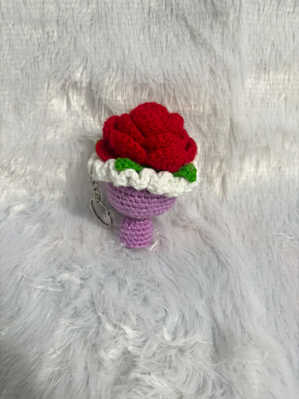 Rose Royale Charm Crochet Bouquet Keychain