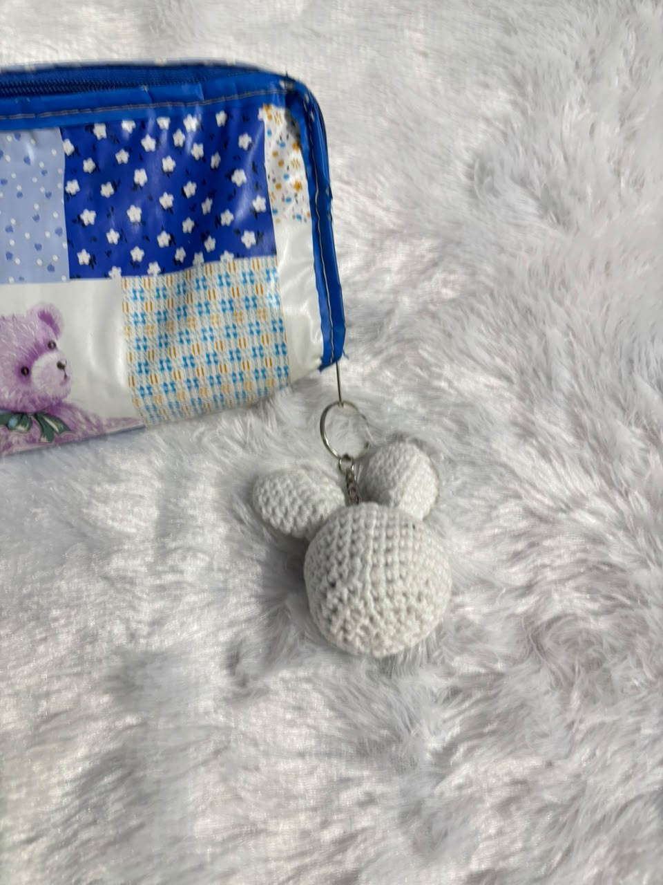 Blush Bunny Crochet Keychain Charm