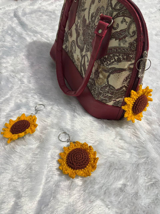 Sunny Bloom Crochet Sunflower Keychain