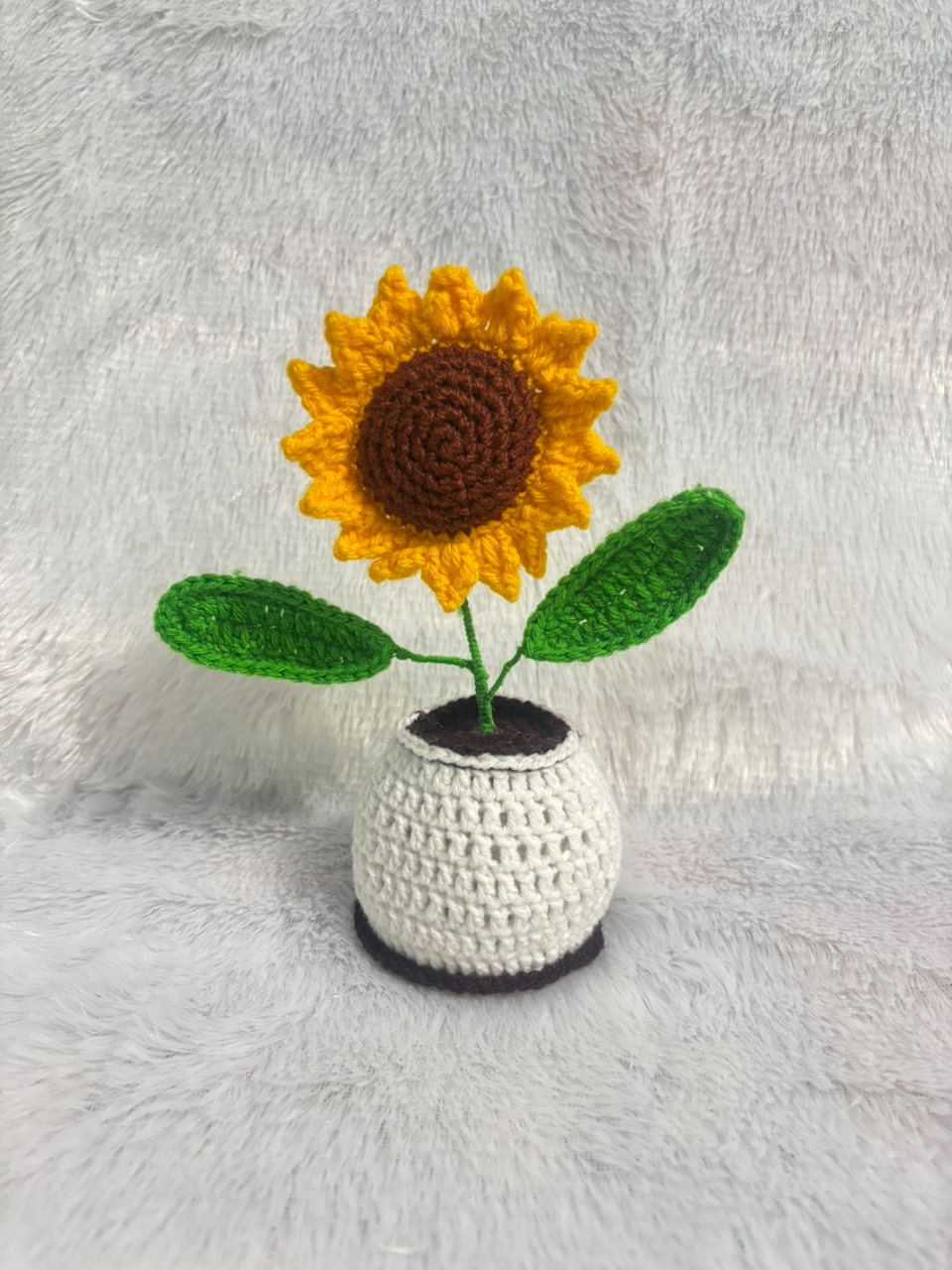 Golden Glow Crochet Sunflower Pot