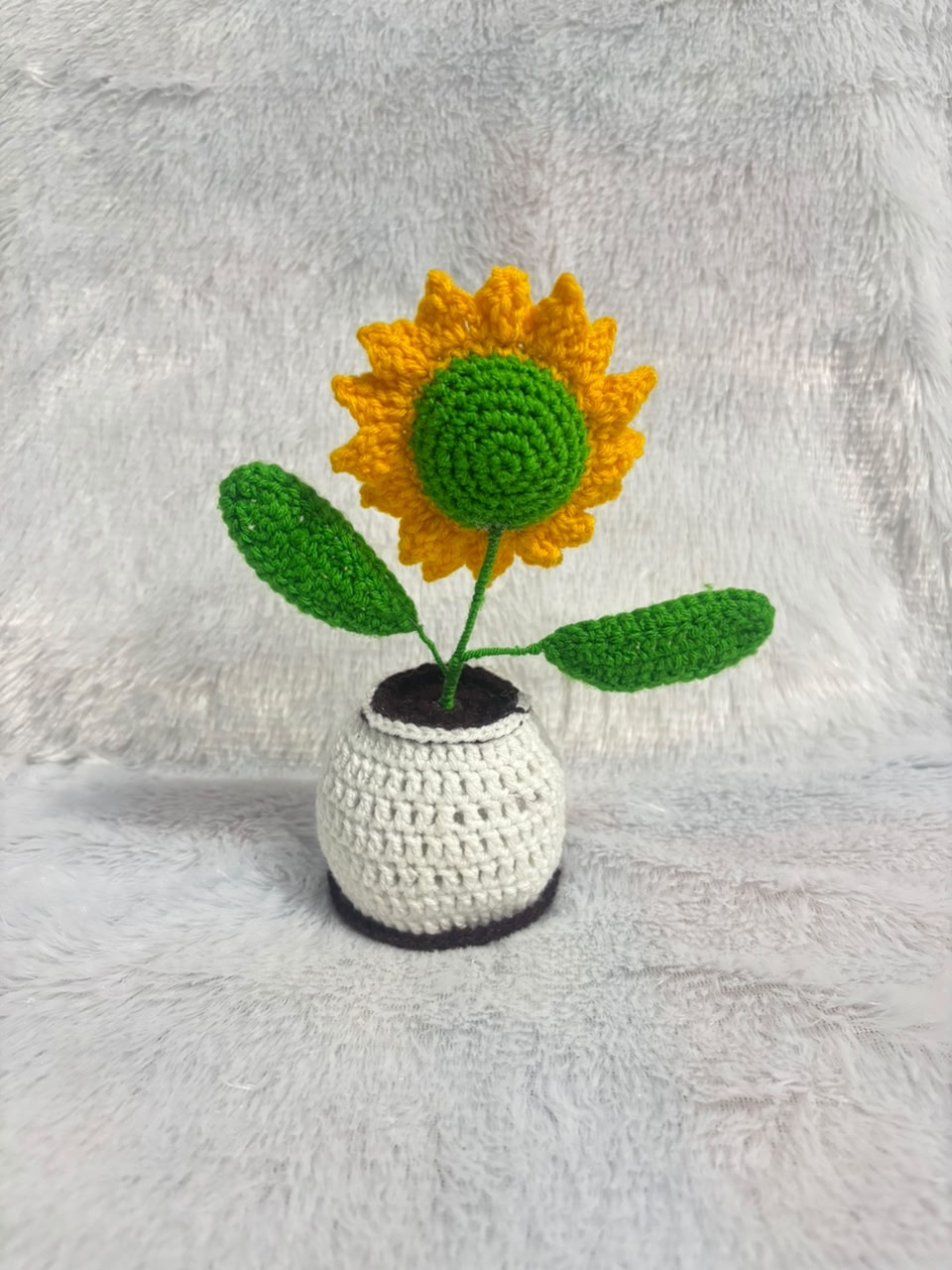 Golden Glow Crochet Sunflower Pot