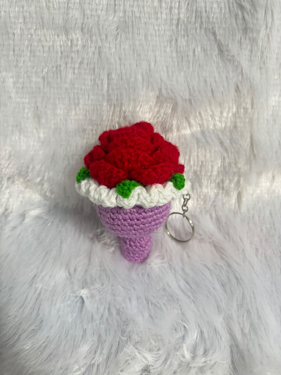 Rose Royale Charm Crochet Bouquet Keychain