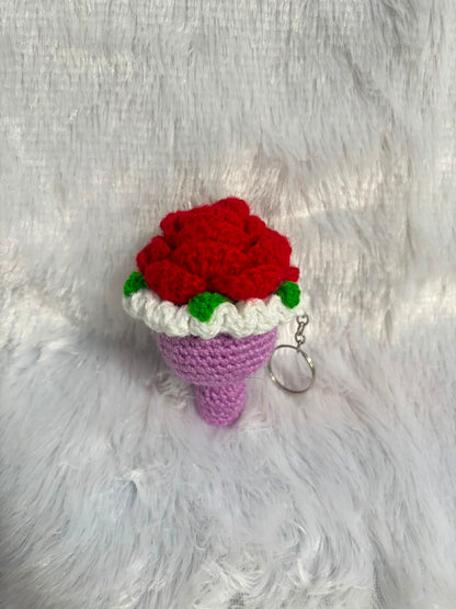 Rose Royale Charm Crochet Bouquet Keychain