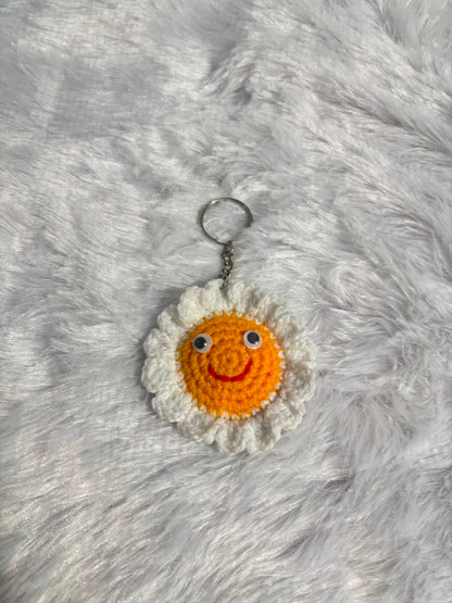 SunnyBloom Smiley Daisy Crochet Keychain