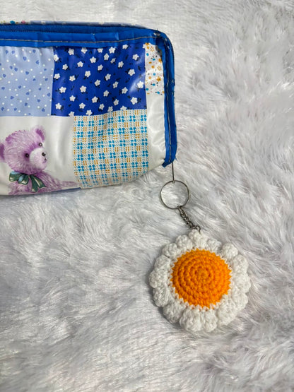 SunnyBloom Smiley Daisy Crochet Keychain