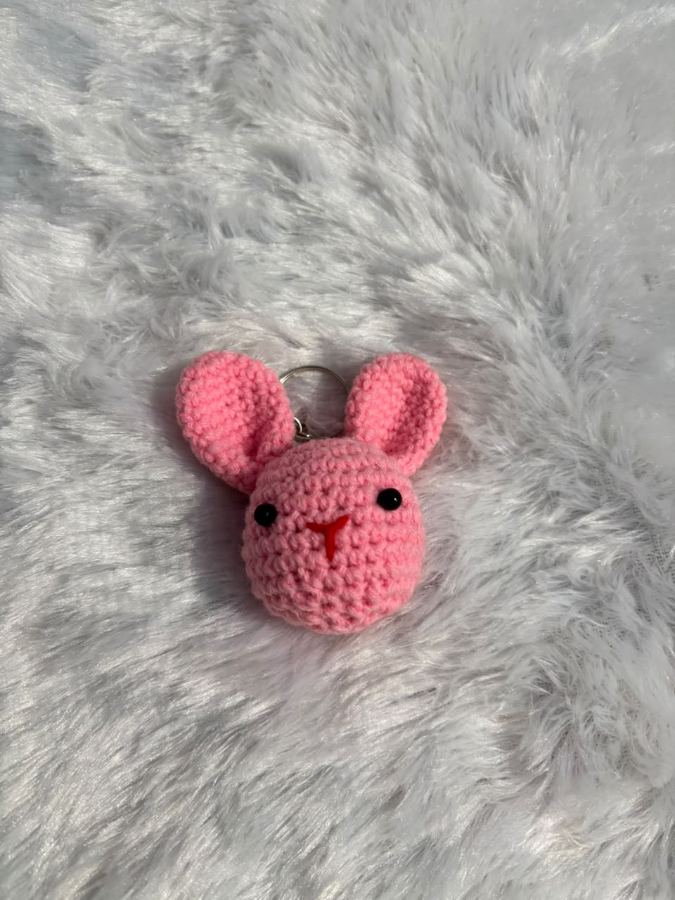 Blush Bunny Crochet Keychain Charm