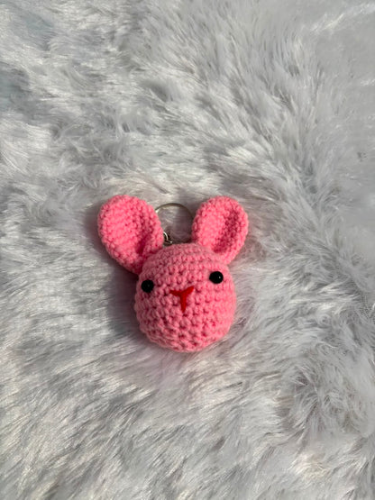 Blush Bunny Crochet Keychain Charm