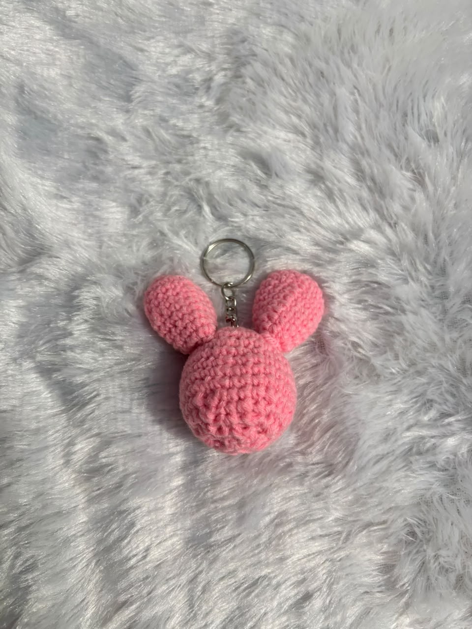 Blush Bunny Crochet Keychain Charm
