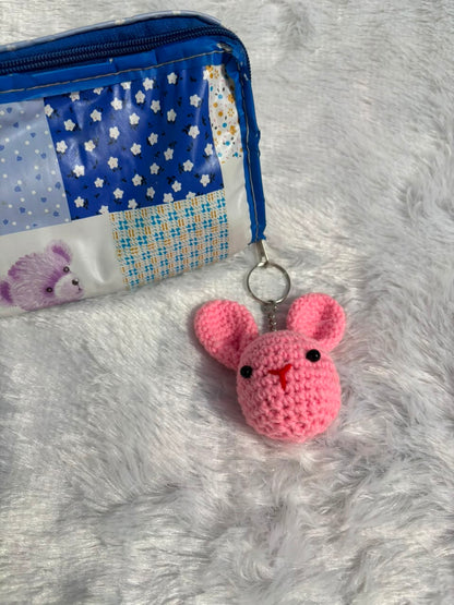 Blush Bunny Crochet Keychain Charm