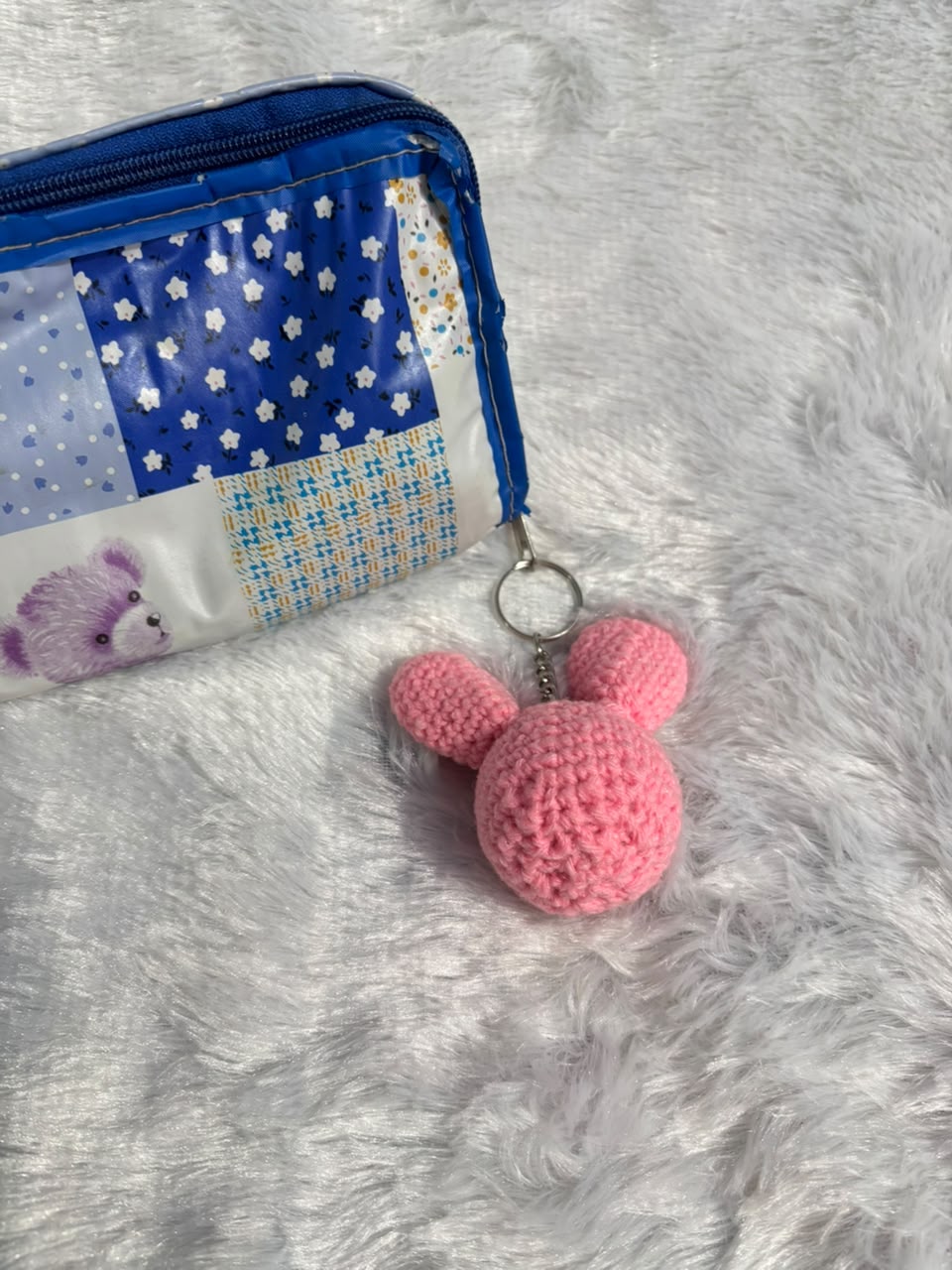 Blush Bunny Crochet Keychain Charm