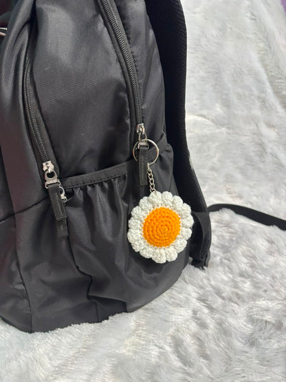 SunnyBloom Smiley Daisy Crochet Keychain