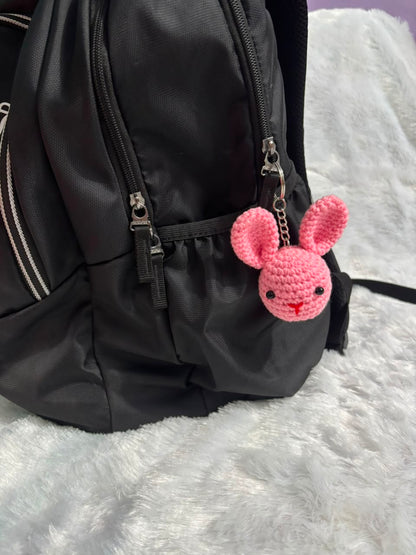 Blush Bunny Crochet Keychain Charm