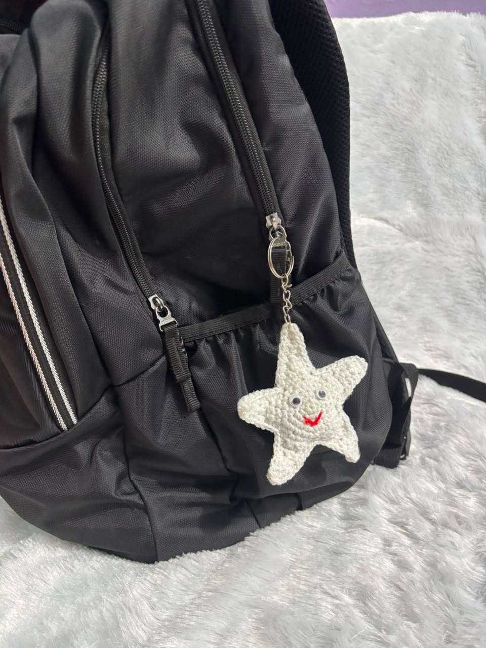 Starlight Smile Crochet Keychain Charm