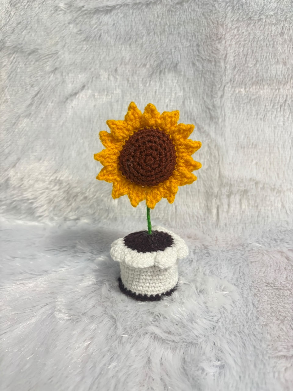 Golden Glow Crochet Sunflower Pot