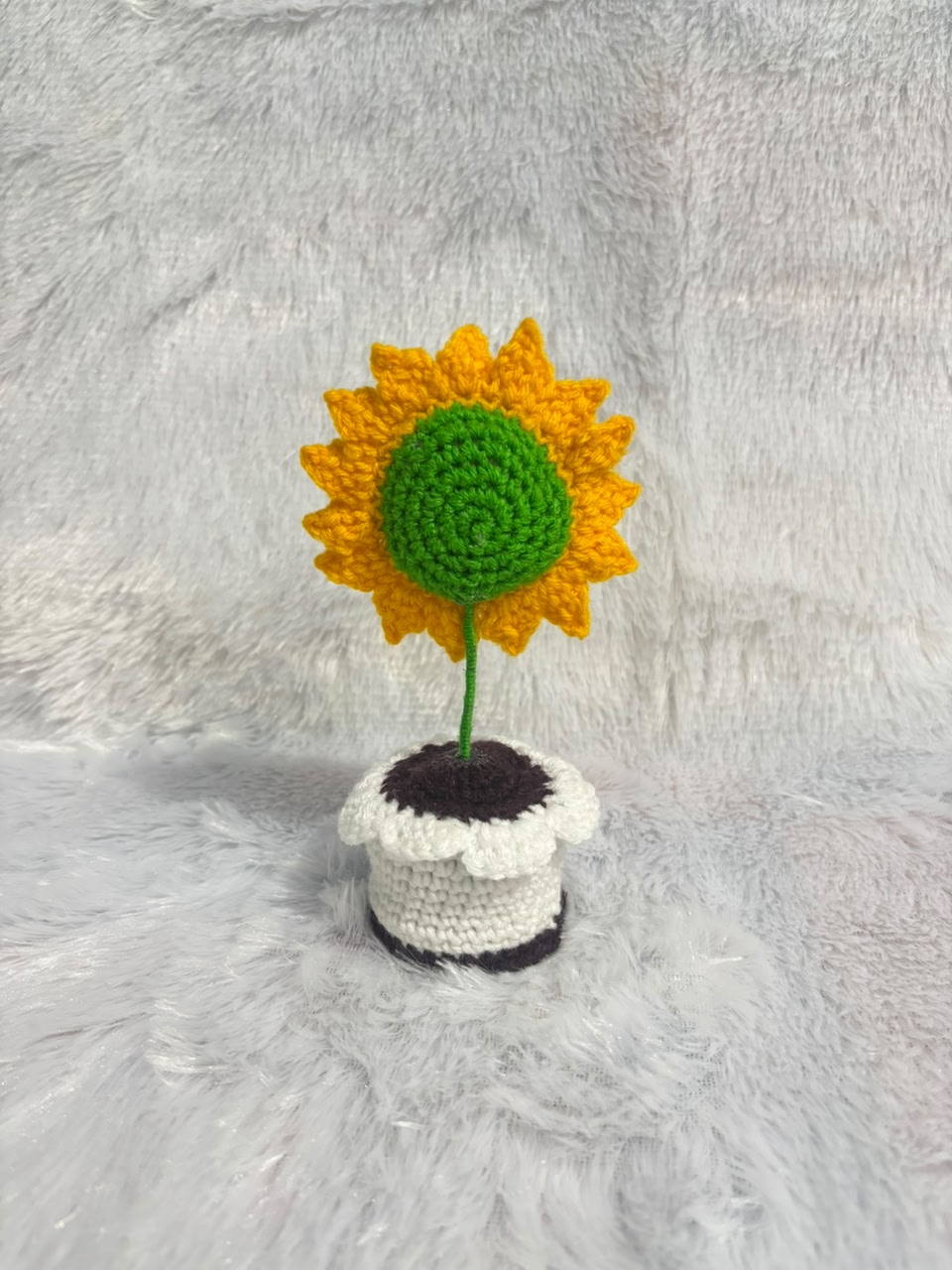 Golden Glow Crochet Sunflower Pot