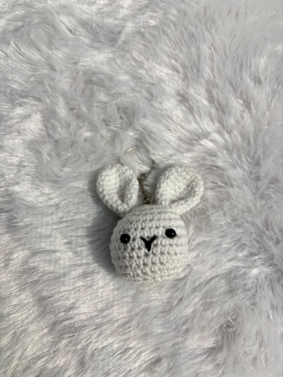 Blush Bunny Crochet Keychain Charm