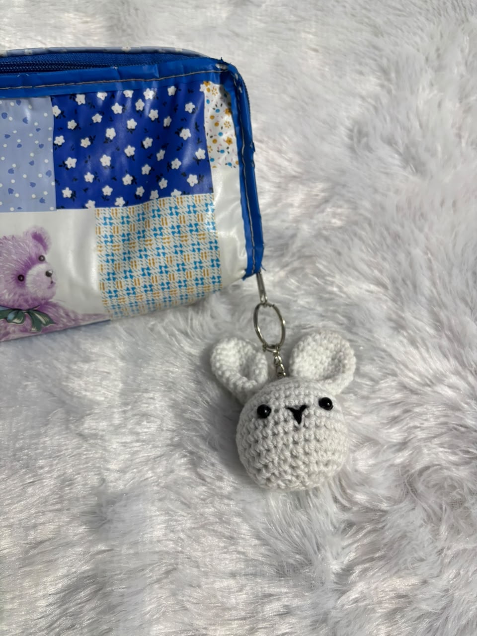 Blush Bunny Crochet Keychain Charm