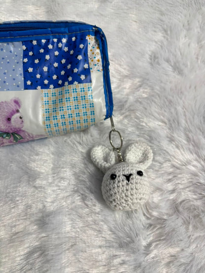 Blush Bunny Crochet Keychain Charm