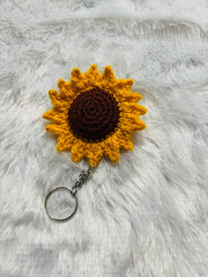 Sunny Bloom Crochet Sunflower Keychain