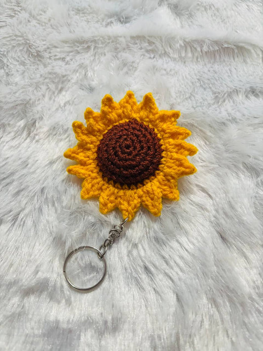 Sunny Bloom Crochet Sunflower Keychain