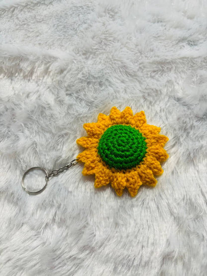 Sunny Bloom Crochet Sunflower Keychain