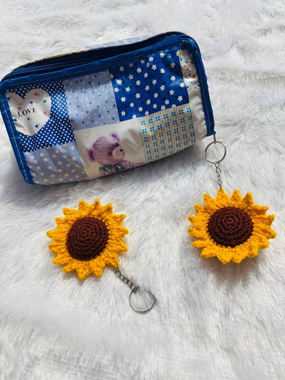 Sunny Bloom Crochet Sunflower Keychain