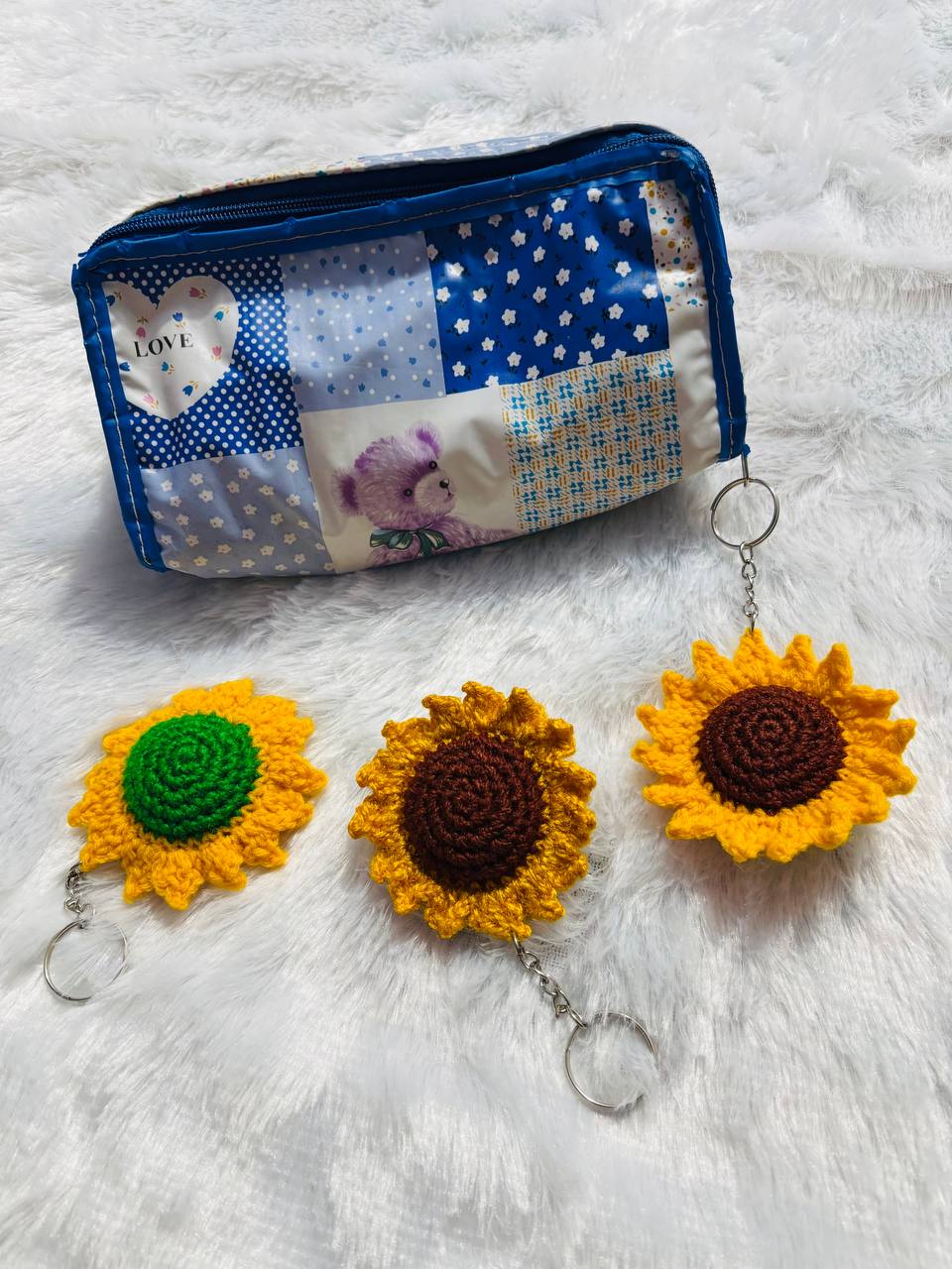 Sunny Bloom Crochet Sunflower Keychain