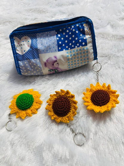 Sunny Bloom Crochet Sunflower Keychain