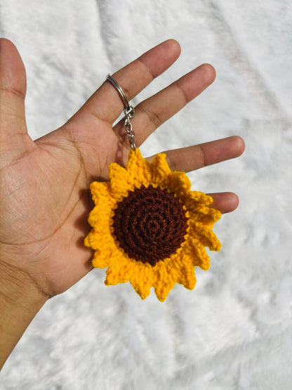 Sunny Bloom Crochet Sunflower Keychain