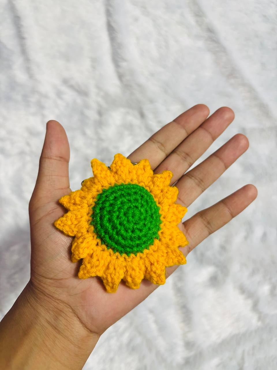 Sunny Bloom Crochet Sunflower Keychain