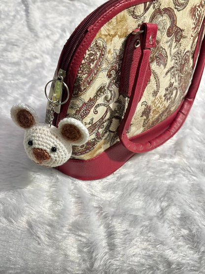 SnowySnout Crochet Teddy Keychain