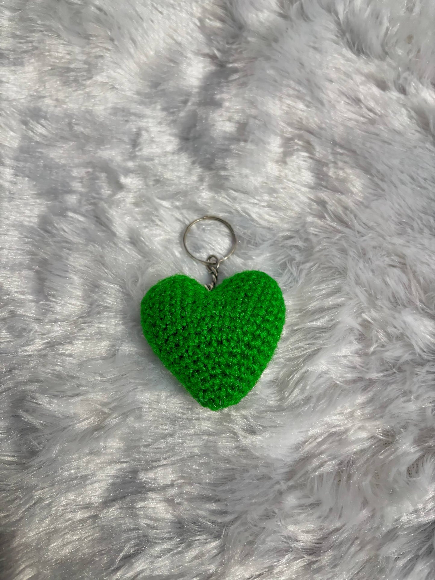 Emerald Hug Crochet Heart Keychain