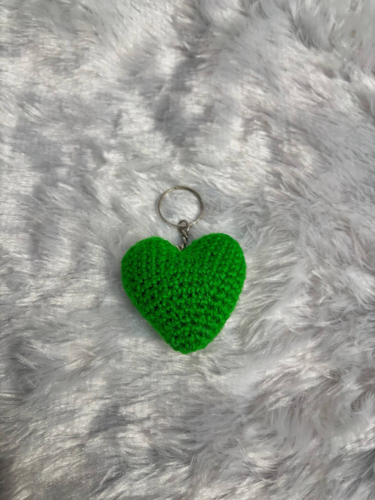 Emerald Hug Crochet Heart Keychain
