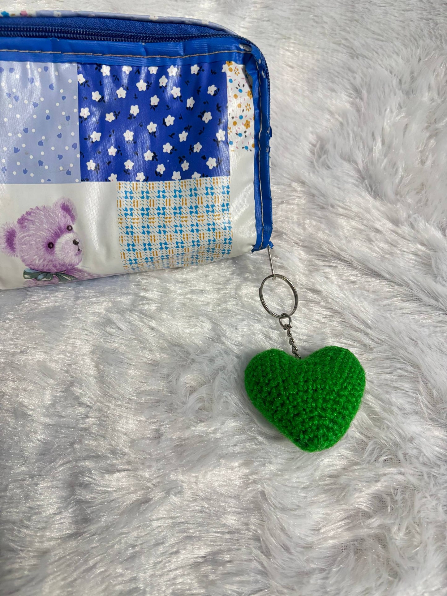 Emerald Hug Crochet Heart Keychain