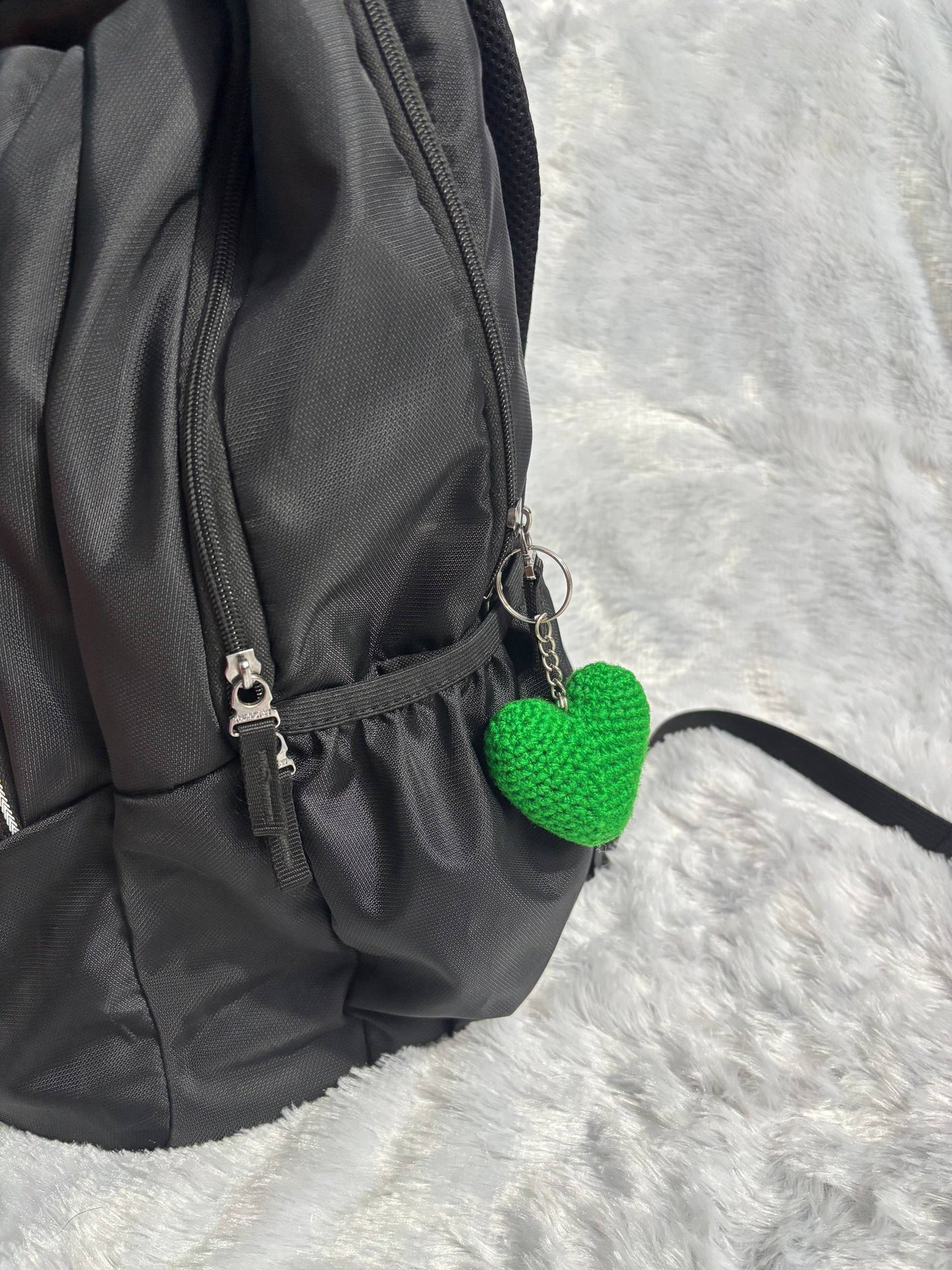Emerald Hug Crochet Heart Keychain