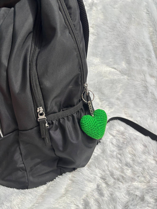 Emerald Hug Crochet Heart Keychain